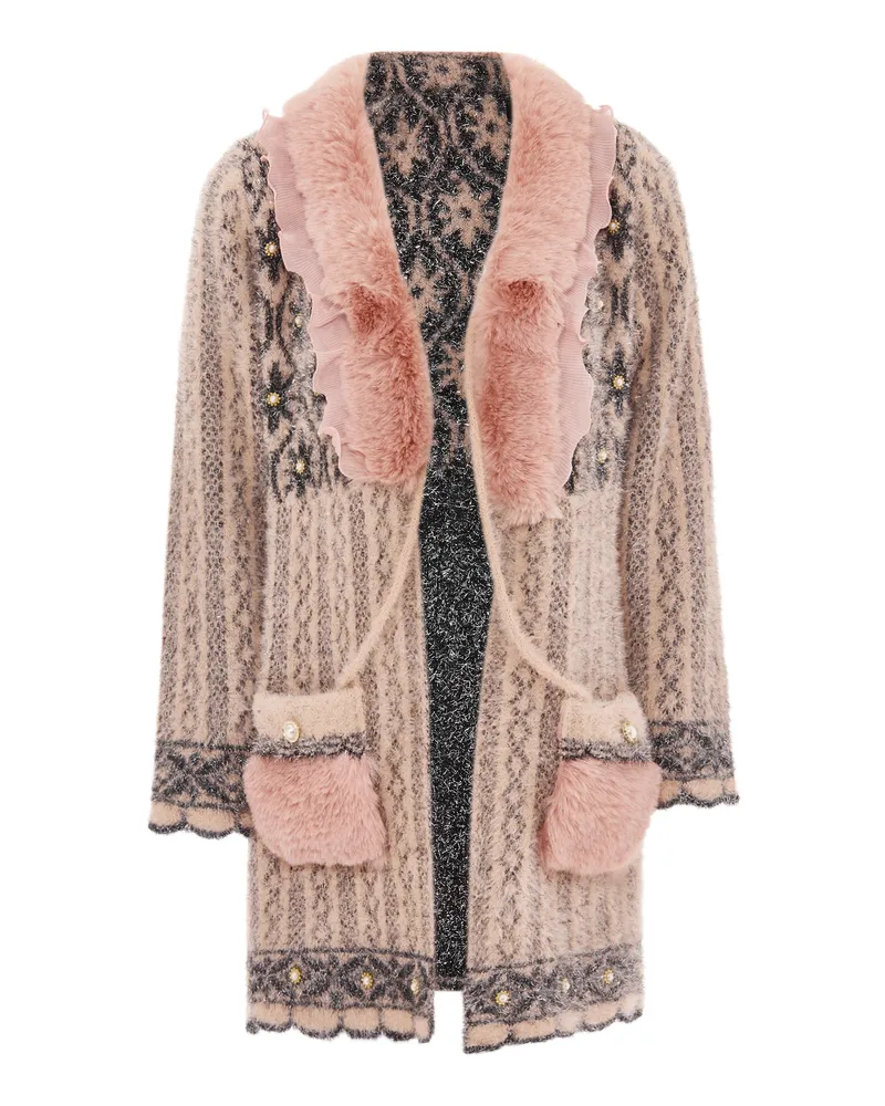 FAINA Strickjacke Damen rosa/schwarz Schwarz