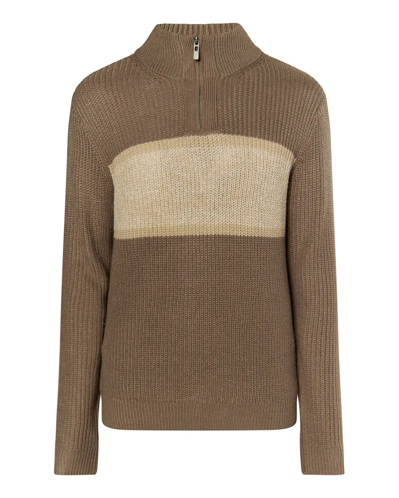 My Mo Grobstrickpullover Herren Oliv Mehrfarbig Oliv