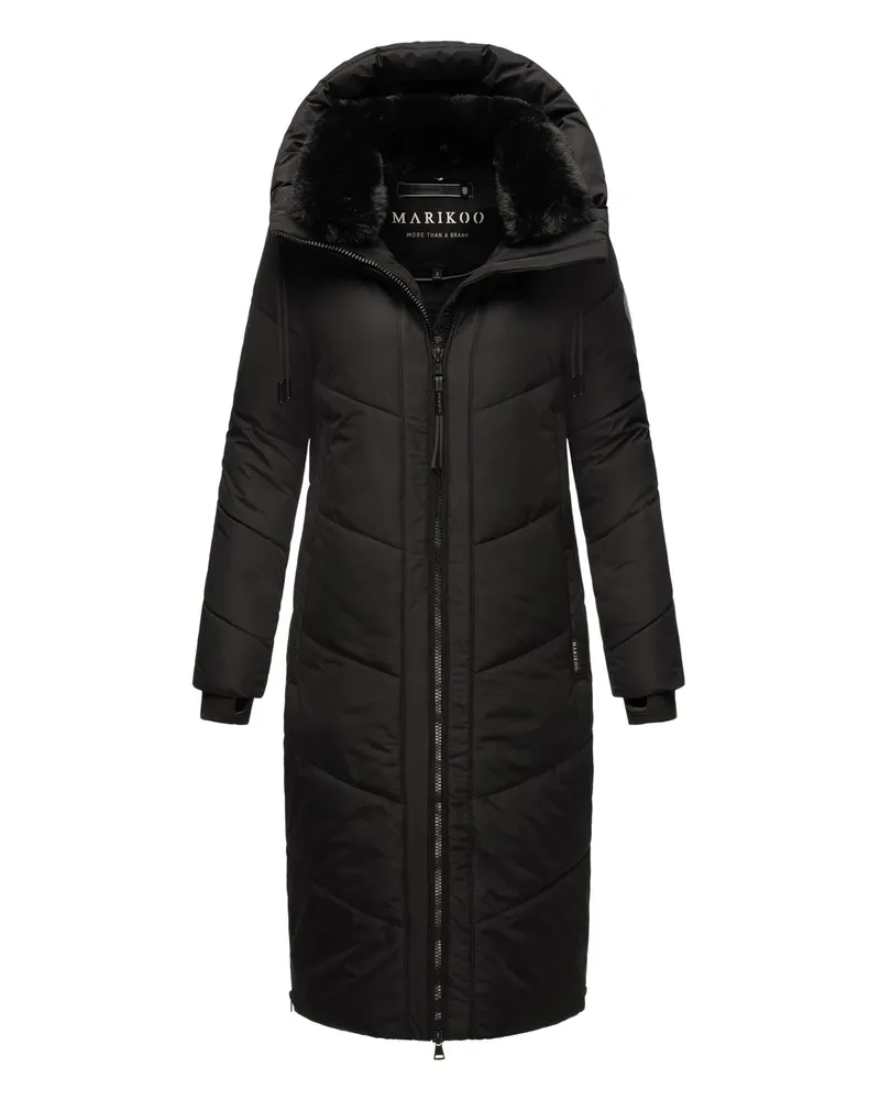 Marikoo Damen Winterjacke Nadaree – lang, warm & mit Kapuze Schwarz