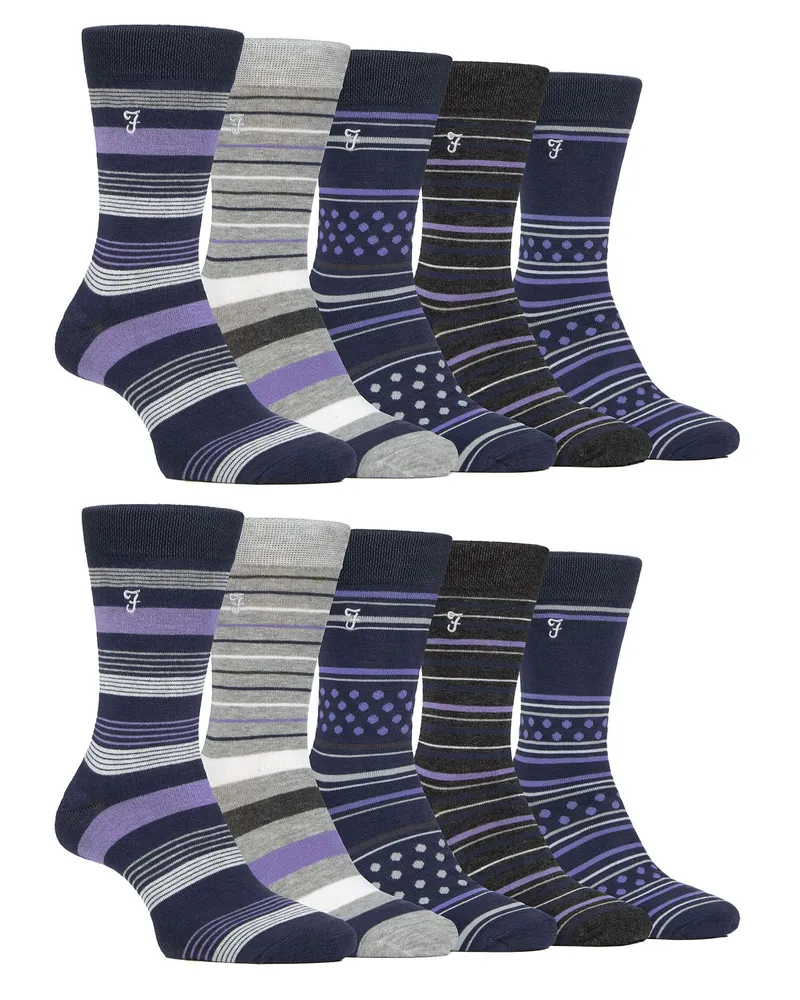 Farah 1920 Herren 10er-Pack Bunte Bambus-Socken Mehrfarbig