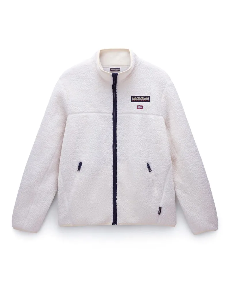 Napapijri Tynik Sherpa Vollzip Fleece Weißer Reiher Ecru