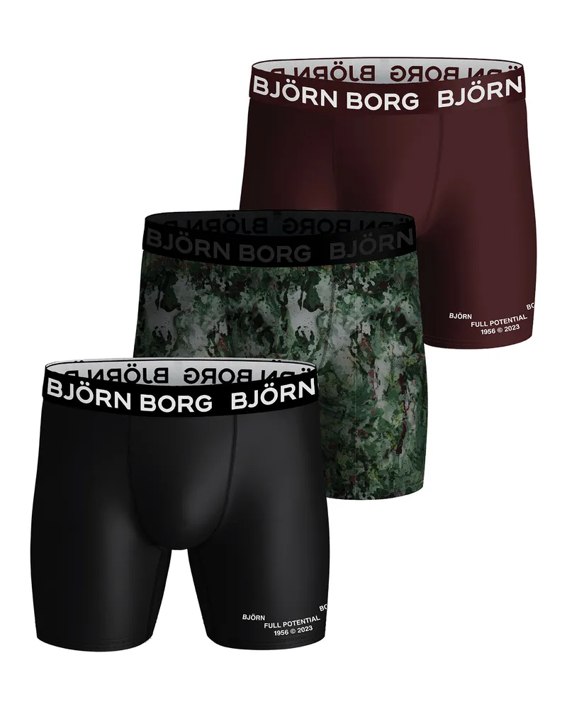 Björn Borg Björn Borg - 3er Pack atmungsaktive Performance Boxershorts | Herren Sport Boxershorts - Camo Mix Mehrfarbig