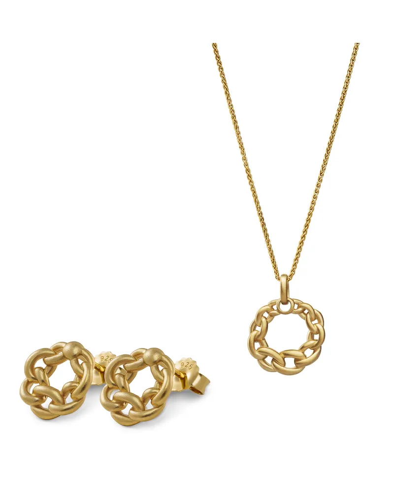 Orphelia Estelle' Damen 925 Sterlingsilber Set: Kette-Anhänger + Ohrringe - Gold SET-7516/G Gold