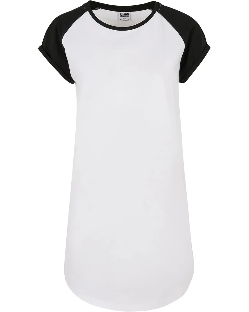 Urban Classics T-Shirt-Kleid für Damen Raglanärmel (Weiß/Schwarz Weiß
