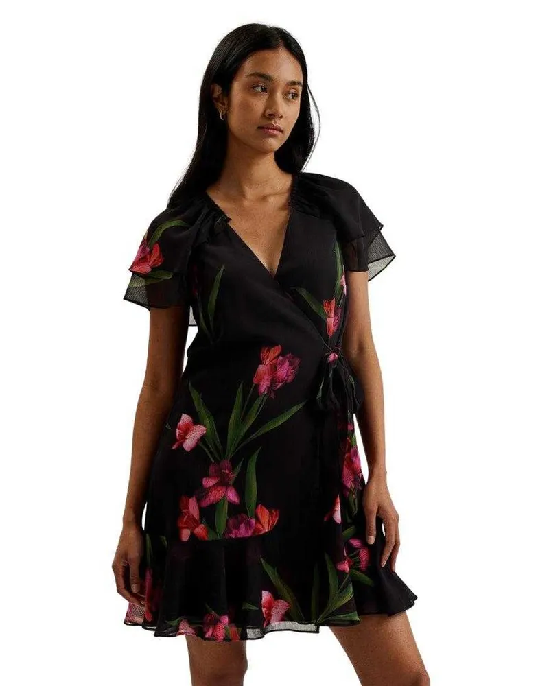Ted Baker Minikleid für Damen, Engelsärmel (Schwarz Schwarz