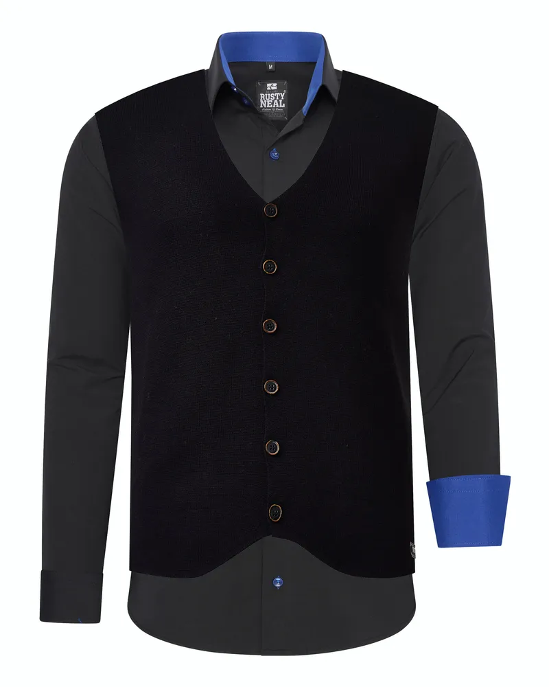 Rusty Neal Hemd mit Weste 2-teilig Schwarz