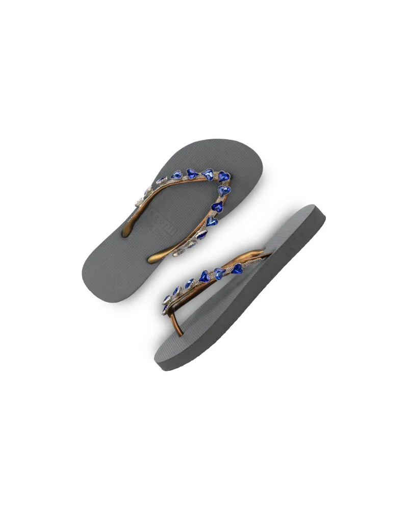 uzurii Herzförmiger blauer Flip-Flop silber Mehrfarbig