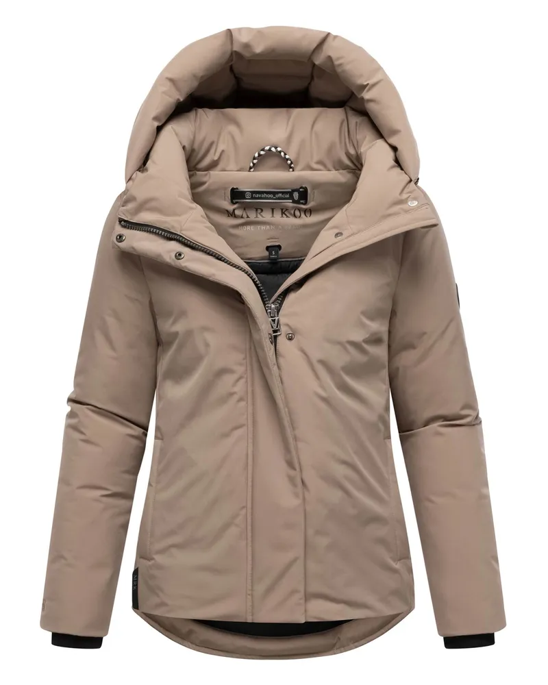 Marikoo Damen Winterjacke Yeminaa mit Kapuze & warmem Fleecefutter Grau