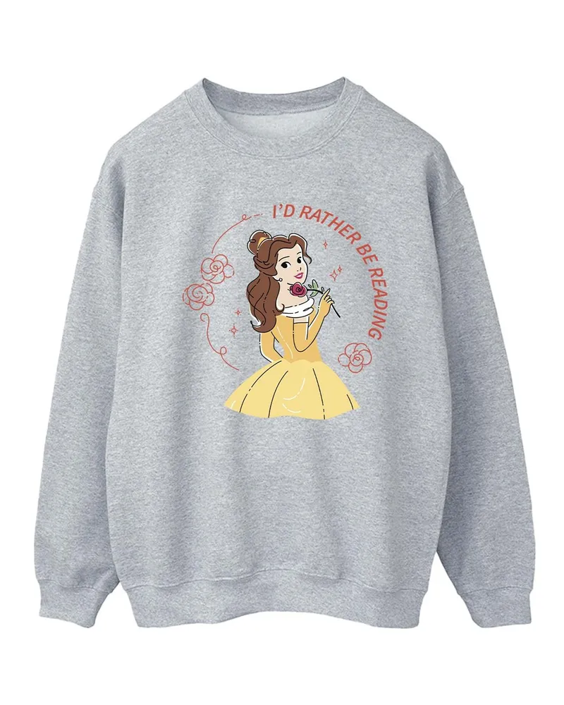 Disney Beauty And The Beast I'd Rather Be Reading" Sweatshirt für Damen (Grau Hellgrau