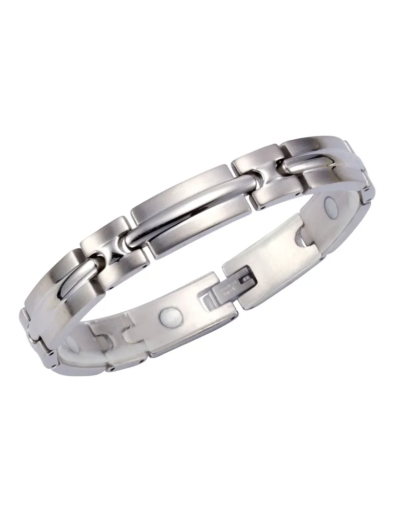 ZEEme Edelstahlarmband, glänzend und matt, 19 cm Länge - Grau Grau