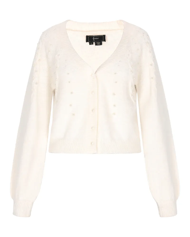 FAINA Strickjacke Damen Wollweiß Wollweiß