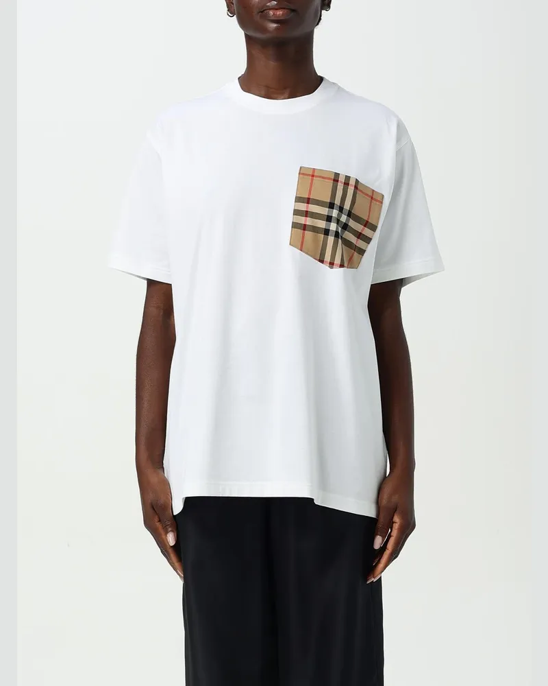 Burberry T-Shirt mit Tasche, entspannte Passform Weiß