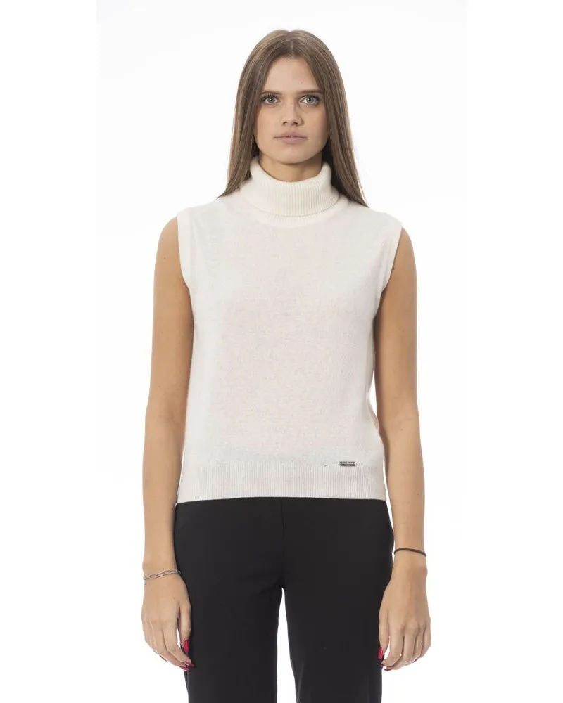 Baldinini Weißer Wollpullover für Frauen Weiß