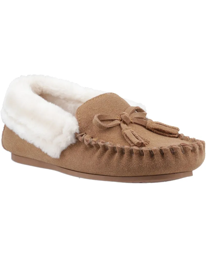 Hush Puppies Agnes Veloursleder Damen Hausschuhe in Tan Cognac