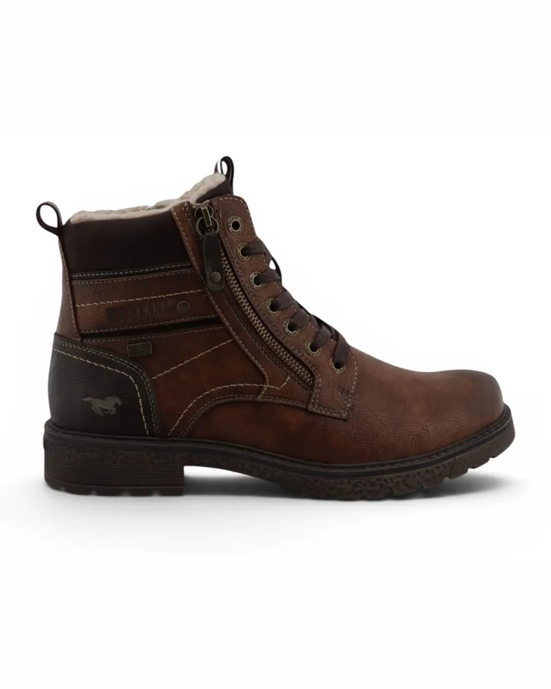 Mustang Herren Schnürstiefel aus Kunstleder, Wintermodell, M0081002 - Rostbraun Rostbraun