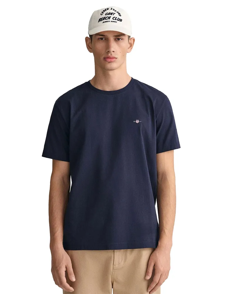 Gant Herren T-Shirt mit Rundhalsausschnitt Marineblau