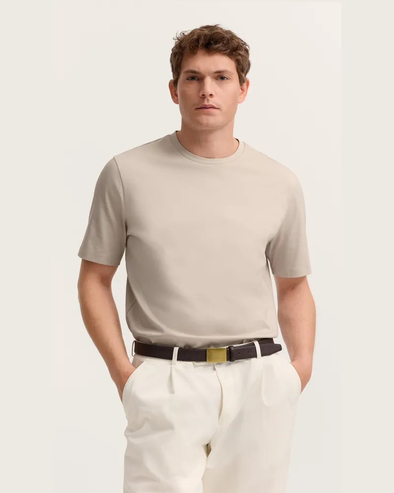 Bugatti Herren-T-Shirt, elegant mit Rundhalsausschnitt - Beige Beige