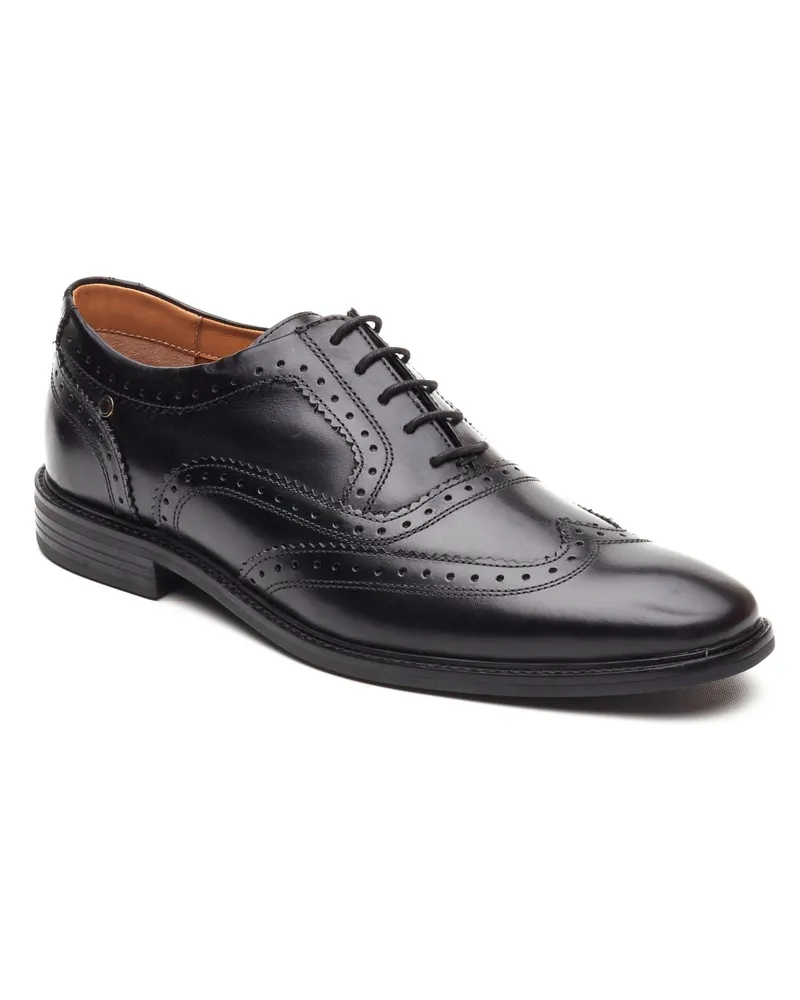 Base London Clarence Brogue Leder Herren Schwarz Brogues Schuhe Schwarz