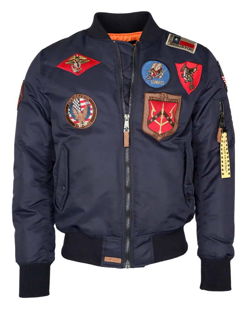 Top Gun Bomberjacke im Pilotenstil mit Patches TG20191053 Marineblau