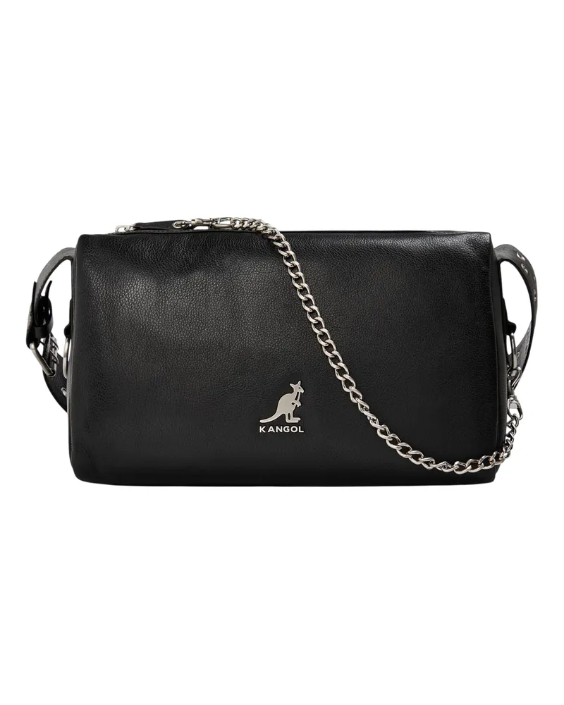 Kangol Umhängetasche, Metal Logo, Leder (Schwarz Schwarz