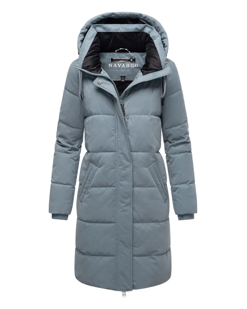 NAVAHOO Wintertanz Damen Winter Steppjacke mit abnehmbarer Kapuze Blau