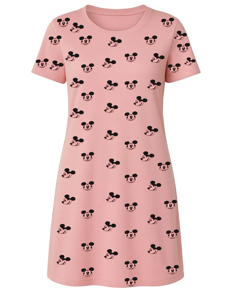 Disney Mickey Kopf AOP Damen Pink Schlaf T-Shirt Rosa