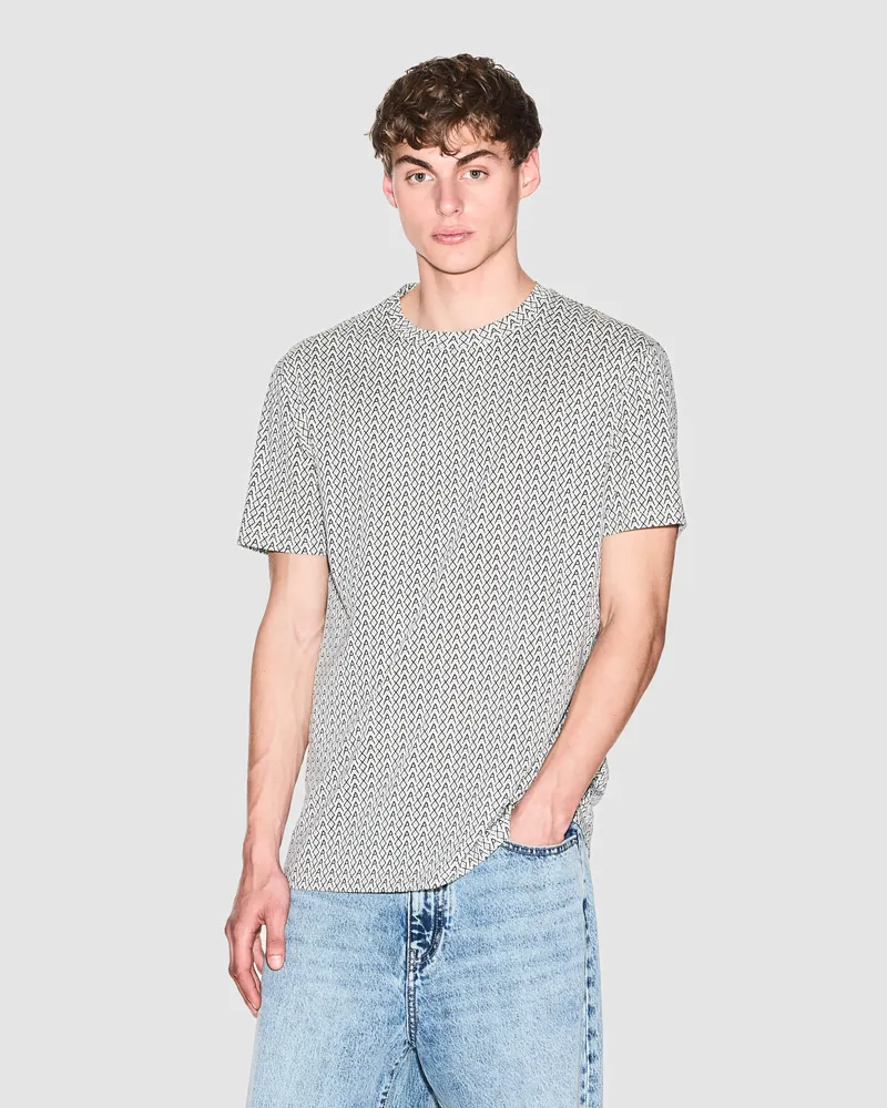 Armani Exchange T-Shirt Mit Allover-Branding, Beige Weiß