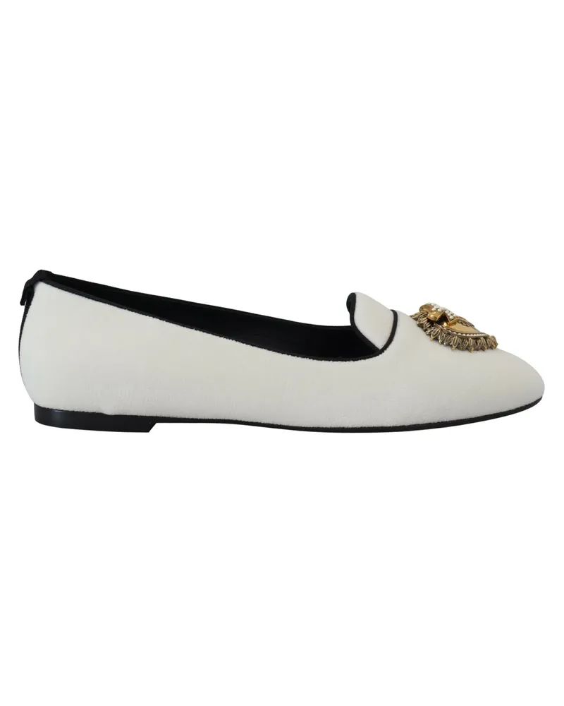 Dolce & Gabbana Velours-Slipper DG33 Freizeitstil - Weiß Weiß