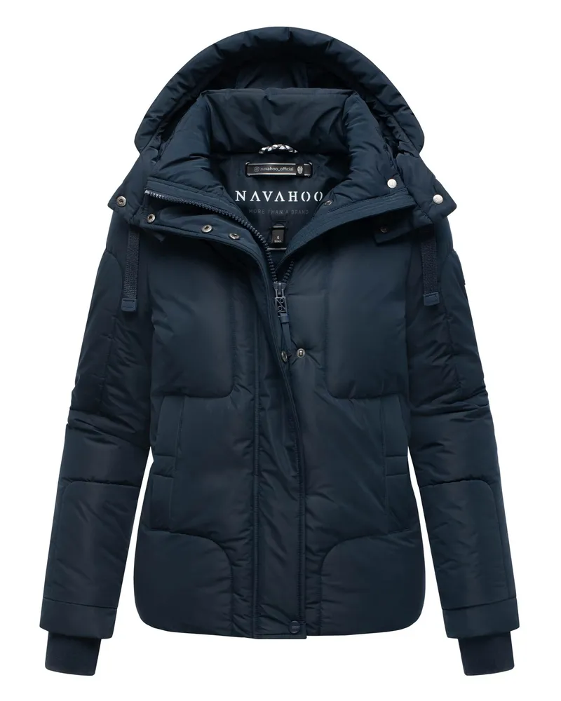 NAVAHOO Damen Steppjacke Zauberlicht mit Fleecefutter & Kapuze Blau