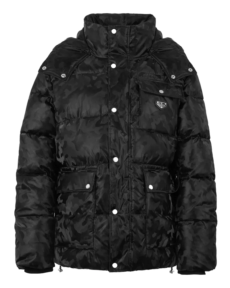 Philipp Plein Nylonjacke mit Camouflage - Schwarz Schwarz