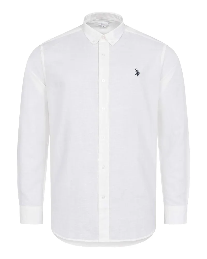 U.S. Polo Assn.  U Polo Assn. Herren Leinenhemd aus Leinen-Baumwollmix Weiß