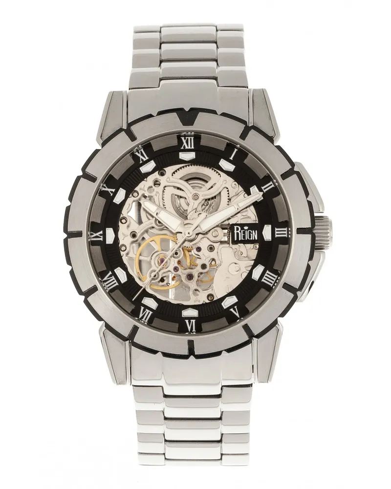 Reign Philippe Automatik-Skelett-Armbanduhr Schwarz