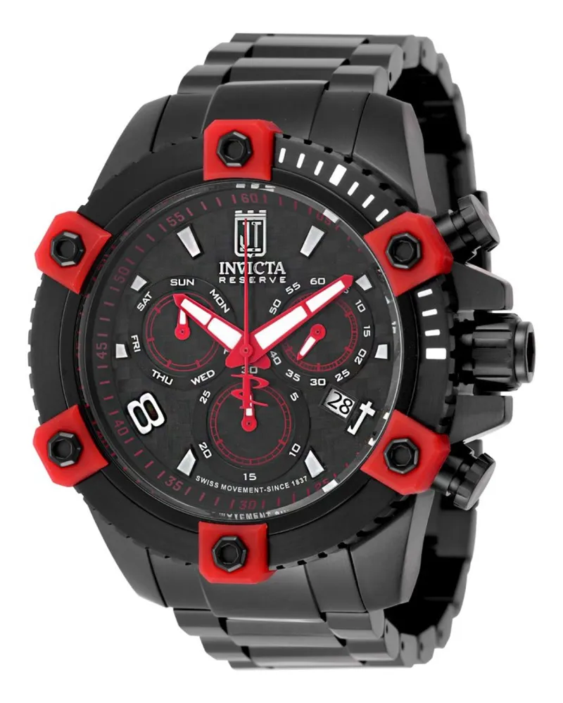 Invicta Jason Taylor 51293 Herrenuhr - Quarzwerk - Edelstahl mit schwarzem Zifferblatt - 50 mm Schwarz