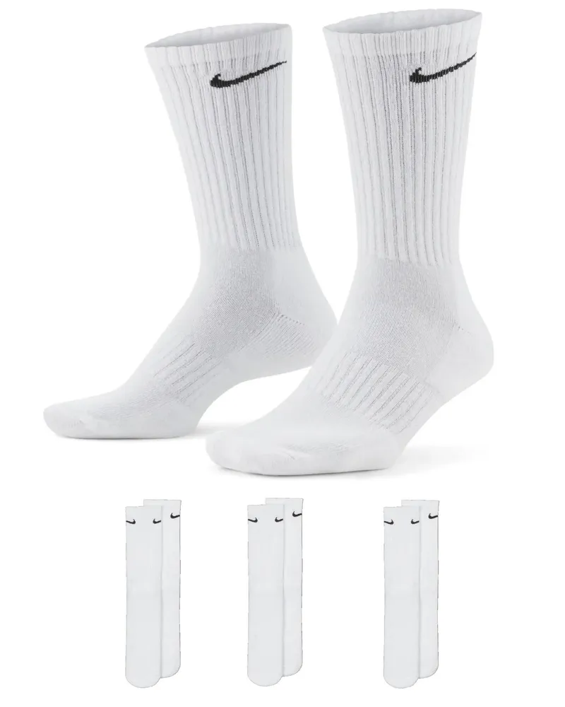 Nike Everyday Cushion Crew Trainingssocken, 3 Paar in Weiß Weiß