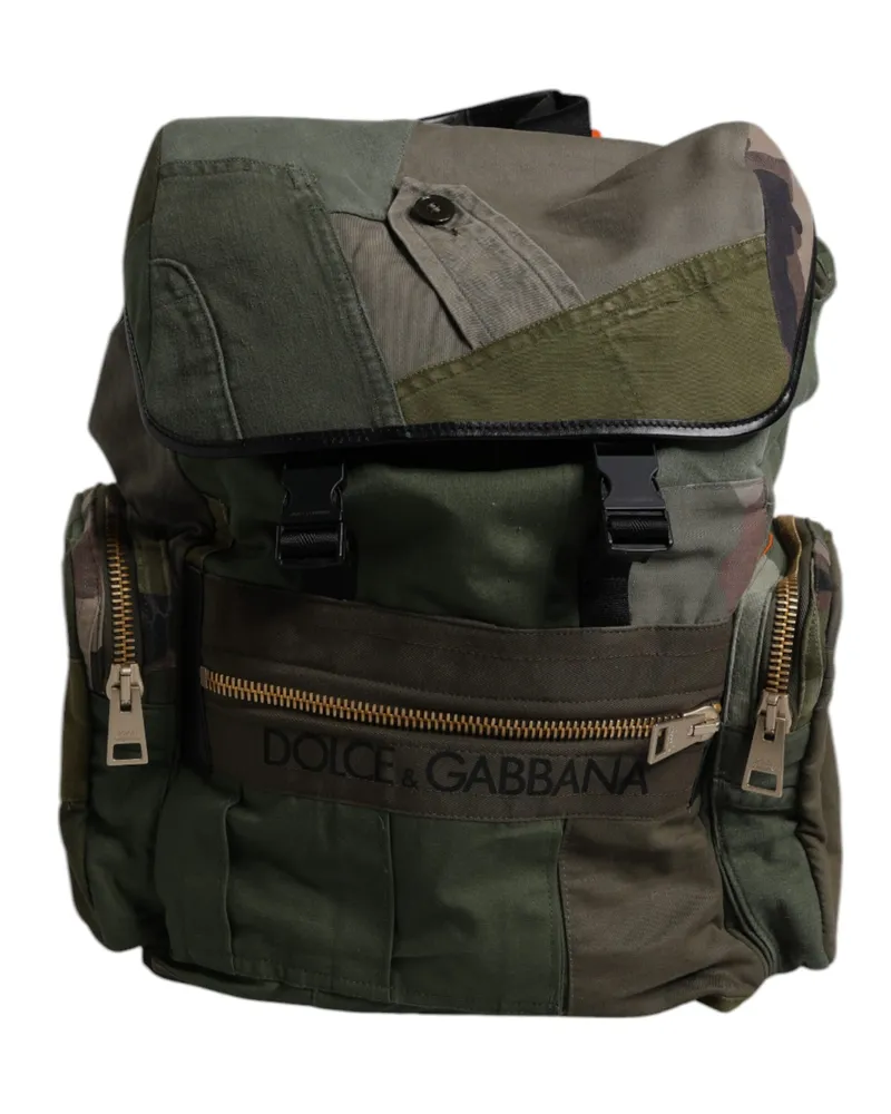 Dolce & Gabbana Militärgrüner Patchwork-Reiserucksack Grün