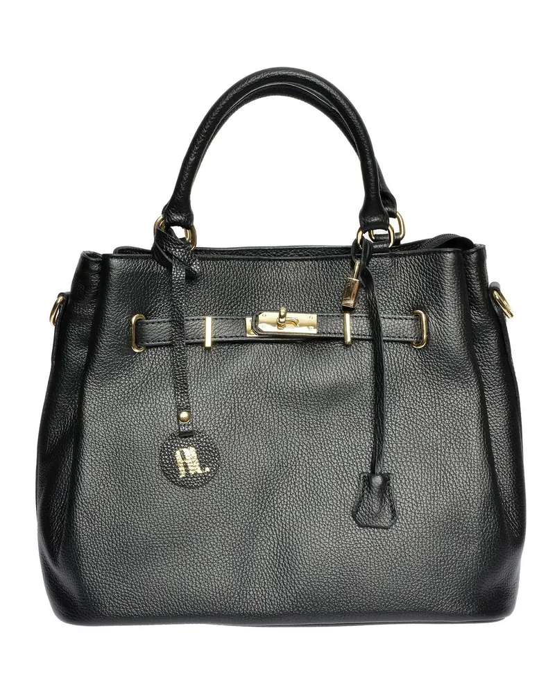 Anna Luchini Schwarz Rindsledertasche Schwarz