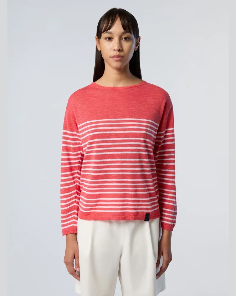 North Sails Pullover Gestreifter Rundhalsausschnitt Orange