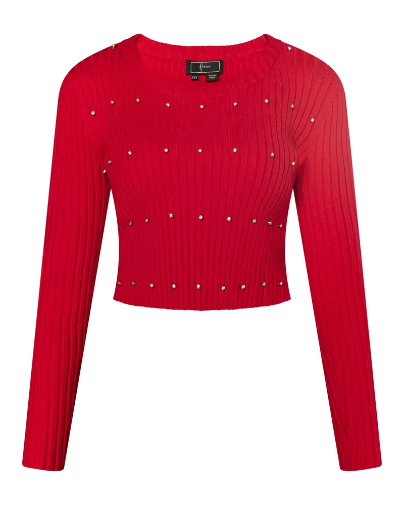 FAINA Pullover mit Strasssteinen Damen verrotten Rot