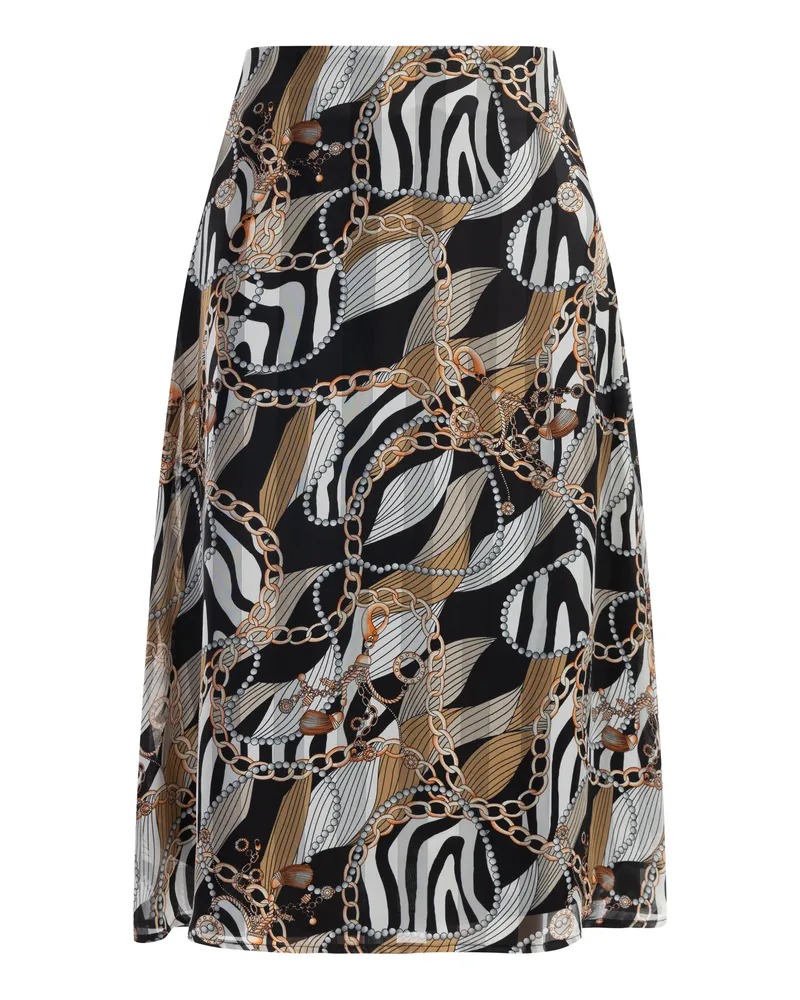 FAINA Midirock mit Allover-Print Damen Schwarz Mehrfarbig Schwarz