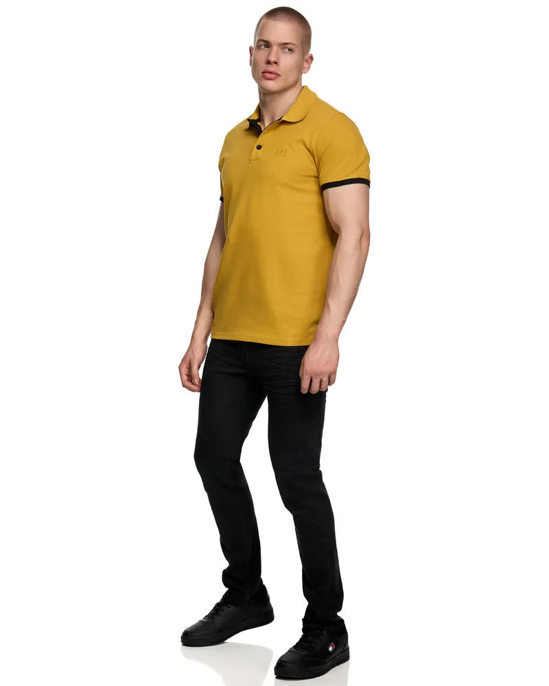 Rusty Neal Kontrast Polo Pique Shirt Regular Fit Camel