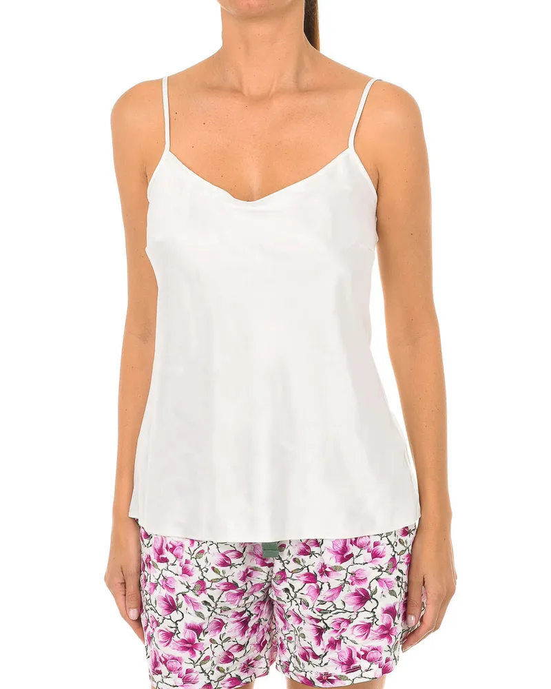 DIM Liebenswertes L07WV Damen-T-Shirt aus Satin mit schmalem Träger Weiß