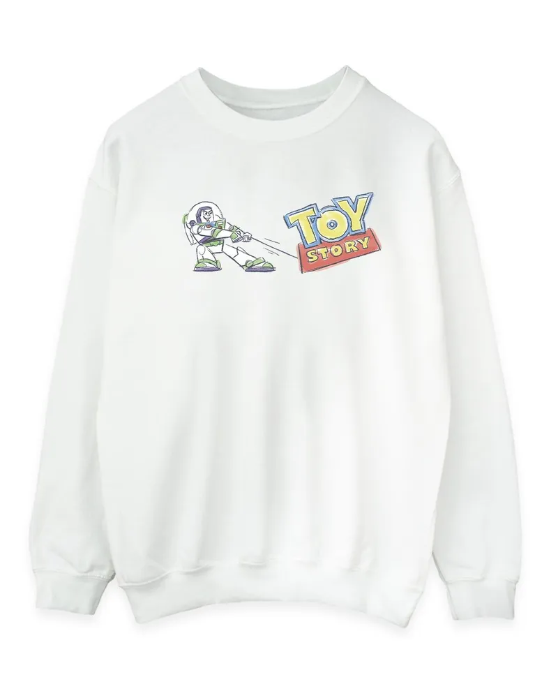 Disney Toy Story Buzz Pulling Logo" Sweatshirt für Herren (Weiß Weiß