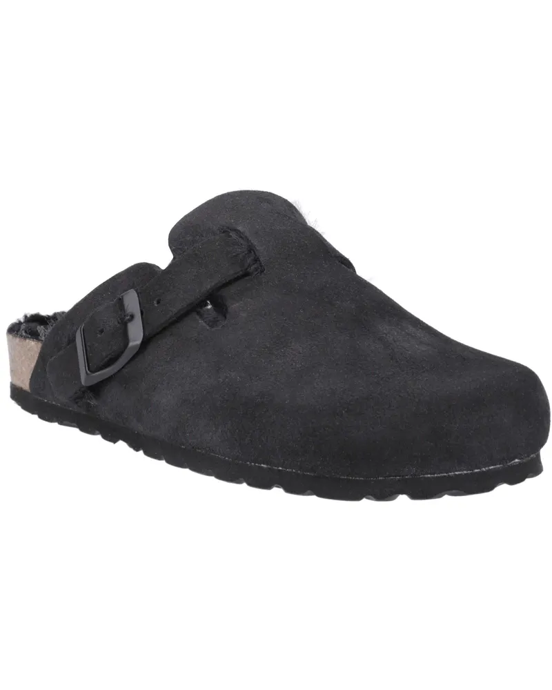 Hush Puppies Jade Leder Damen Schwarz Hausschuhe Schwarz