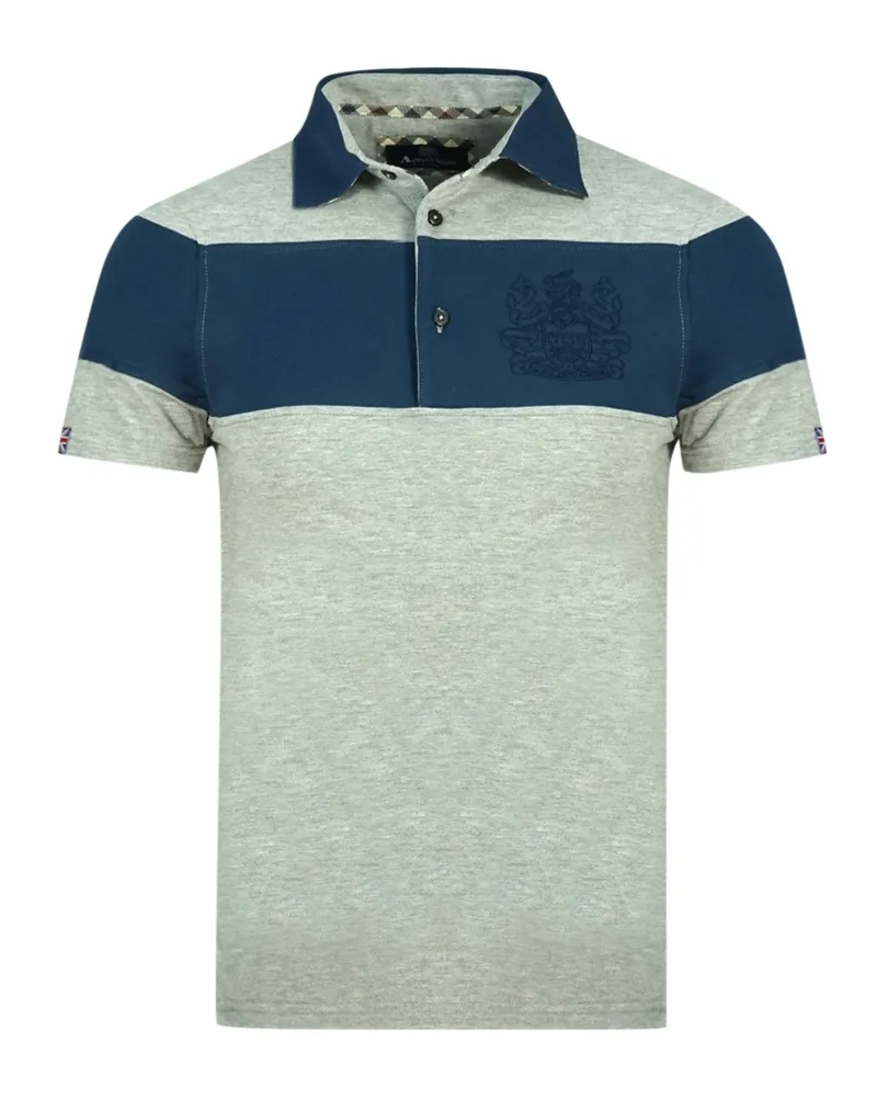 Aquascutum Farbe Block Aldis Wappen Brust Logo Grau Polo-Shirt Grau