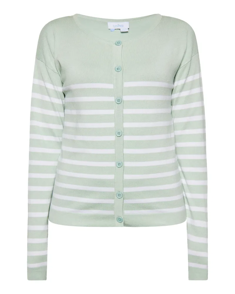 Usha Strickjacke Damen Minze weiß Mintgrün