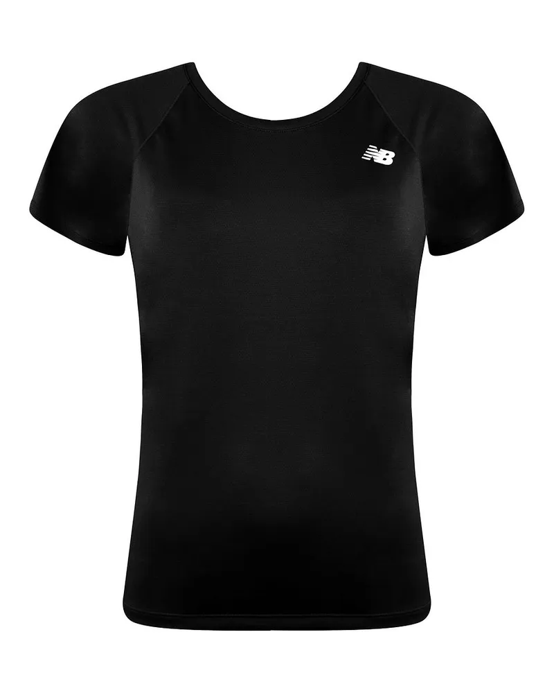 New Balance Neues Gleichgewicht Kurzarm schwarzer runder Nacken Womens Kern Run T-Shirt WT93868 Bk Schwarz