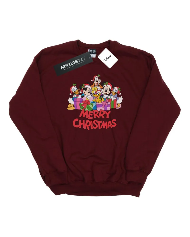 Disney Mickey Mouse And Friends Christmas" Sweatshirt für Damen (Burgunderrot Bordeaux