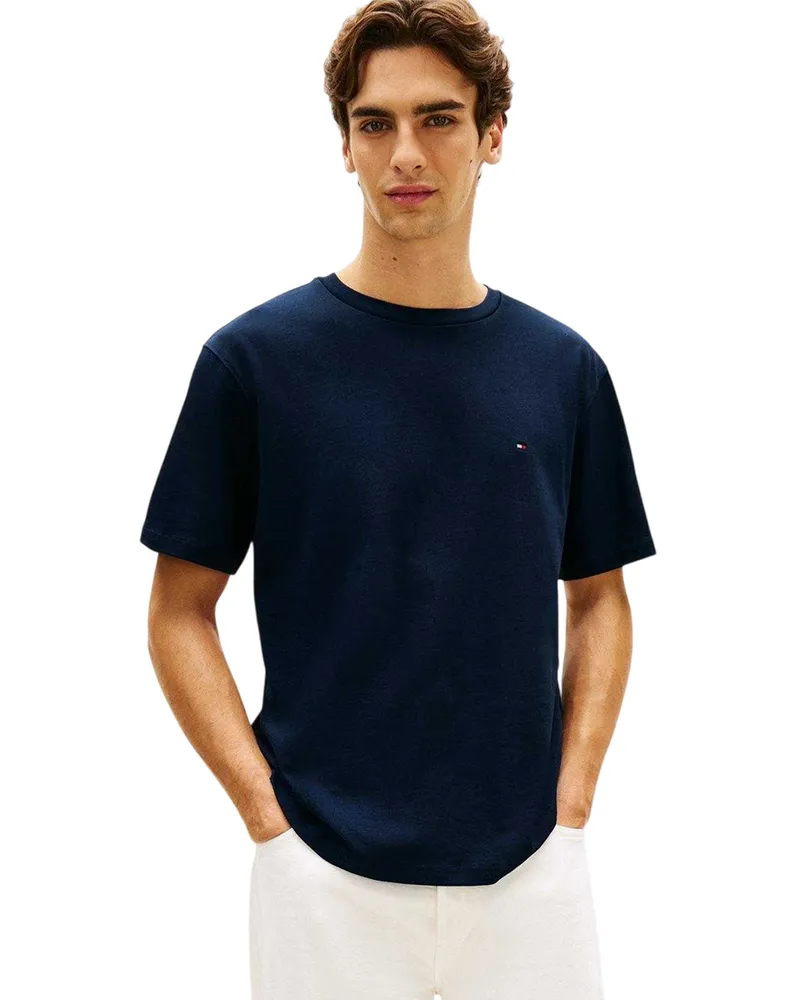 Tommy Hilfiger T-Shirt für Herren, bestickt, Jersey (Marine Marineblau
