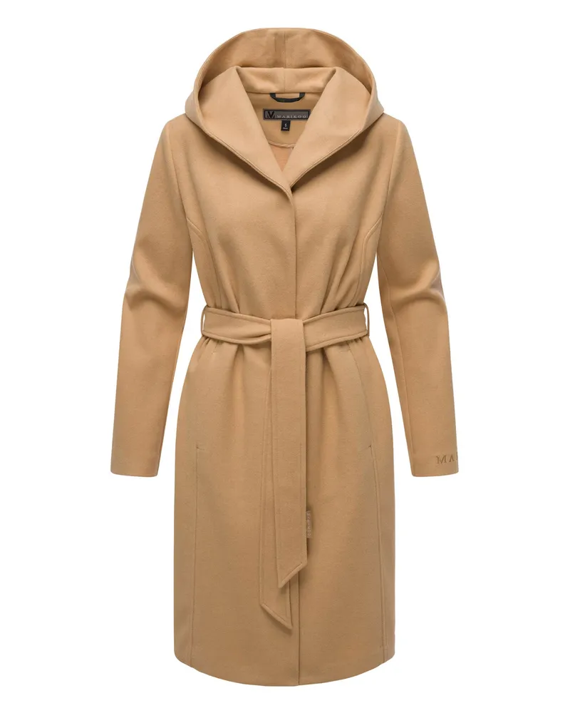 Marikoo Damen Wickelmantel Kailii mit Kapuze Beige