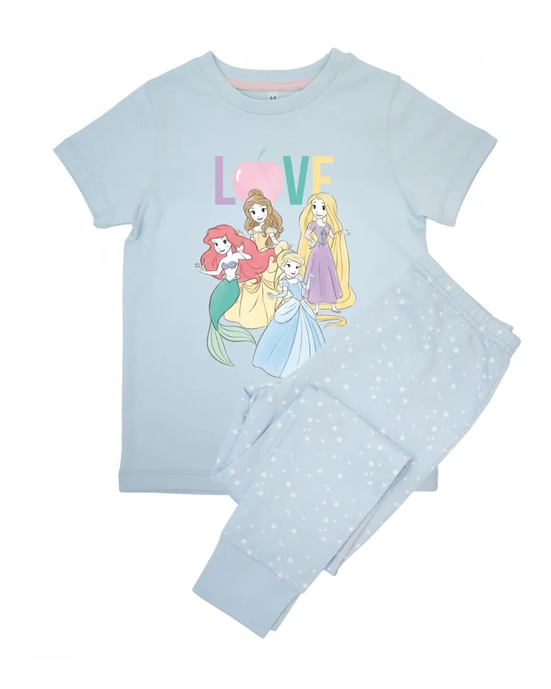 Disney Love" Schlafanzug mit langer Hose AOP für Mädchen kurzärmlig (Babyblau Hellblau
